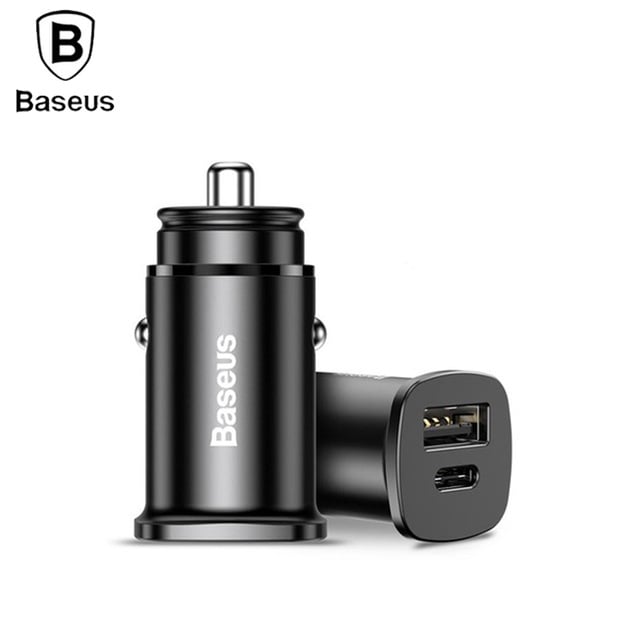 BASEUS 12V 30W, USB-A + USB-C, black – CCALL-YS01