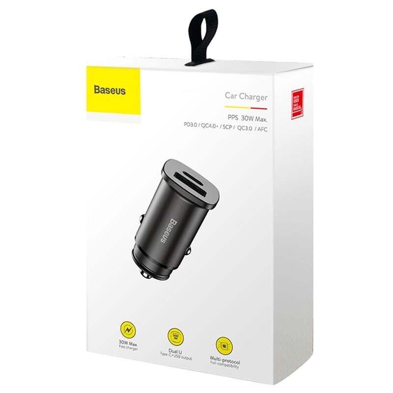 BASEUS 12V 30W, USB-A + USB-C, black – CCALL-YS01 - Image 2