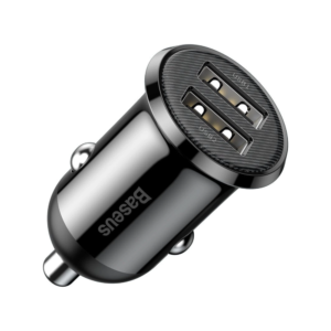 BASEUS 12V 24W, 2xUSB-A, μαύρος – CCALLP-01