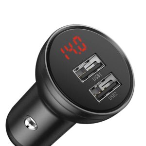 BASEUS 12V 24W, 2xUSB-A, γκρι – CCBX-0G