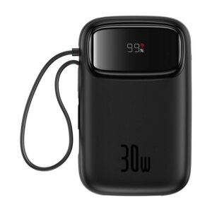 BASEUS Power Bank 10000mAh, 30W με ενσωματωμένα καλώδια 2C, Qpow 2 μαύρο – P10055008113-00