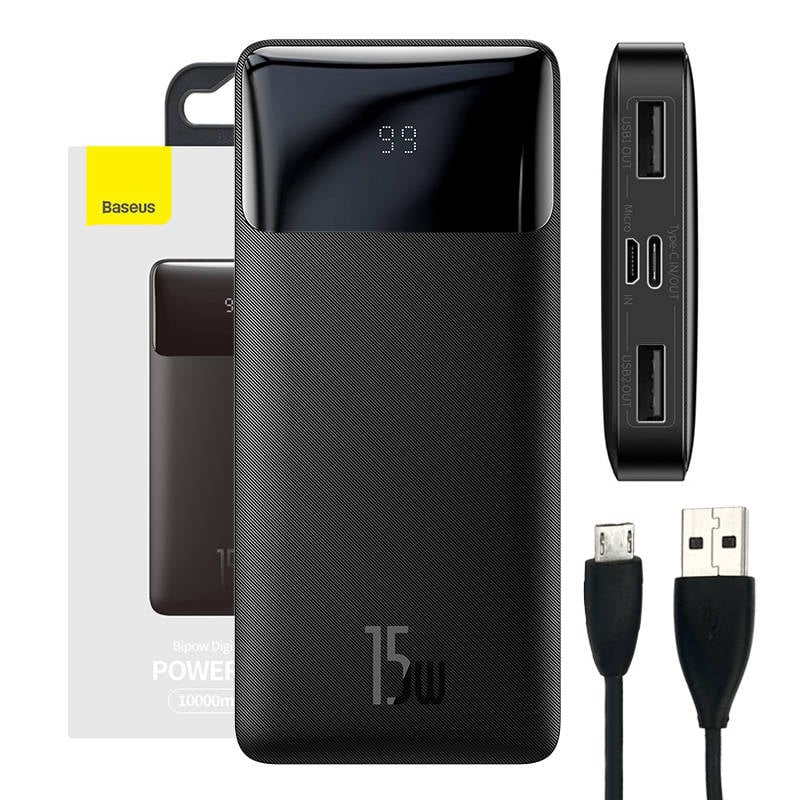 BASEUS Power Bank 10000mAh 15W, Bipow black – PPBD050001 - Image 2