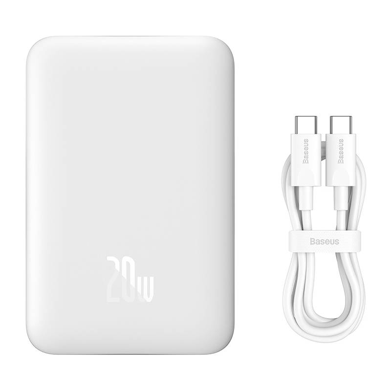 BASEUS Power Bank 10000mAh 20W, Magnetic Mini Wireless white – PPCX070002 - Image 5