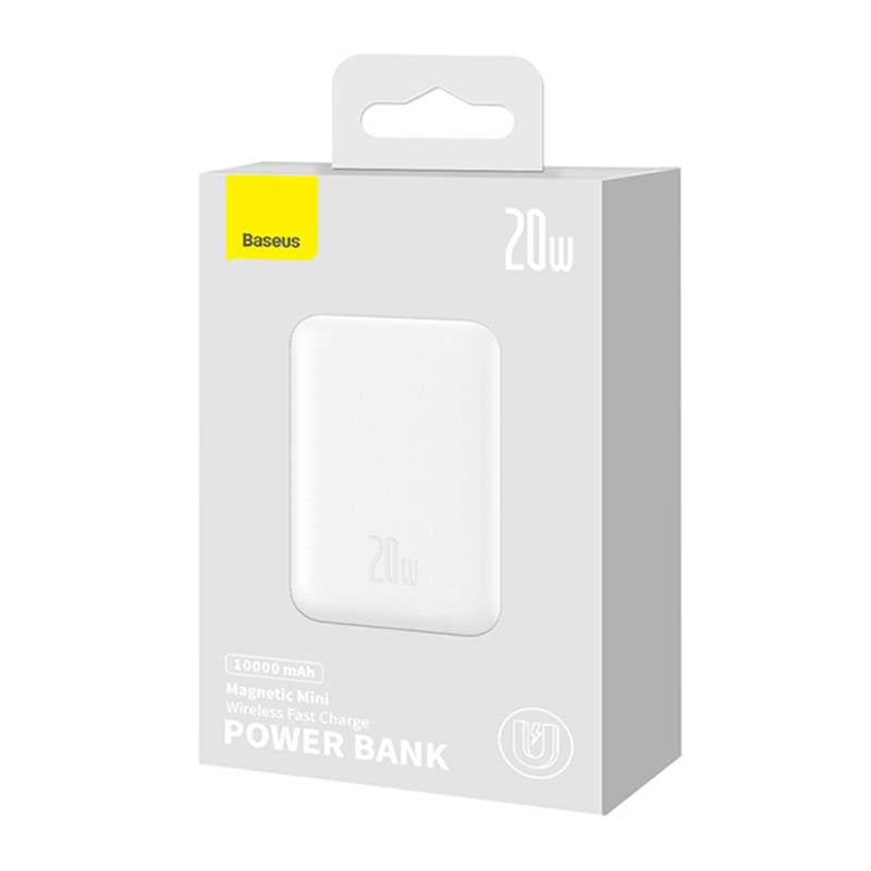 BASEUS Power Bank 10000mAh 20W, Magnetic Mini Wireless white – PPCX070002 - Image 2