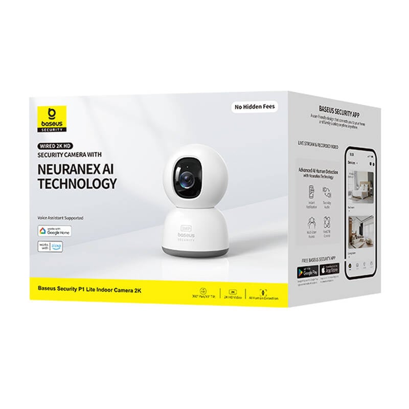 BASEUS Smart Camera Indoor Security P1 Lite, 2K, 3MP, WiFi Λευκή – S0TV002132 - Image 2