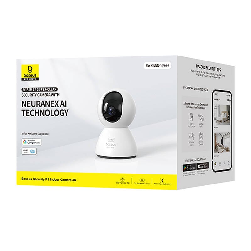 BASEUS Smart Camera Indoor Security P1, 3K, 4MP, WiFi Λευκή – S0TV012132 - Image 2