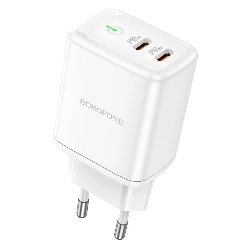 Borofone Wall charger BN9 Reacher – 2xType C – QC 3.0 PD 35W white