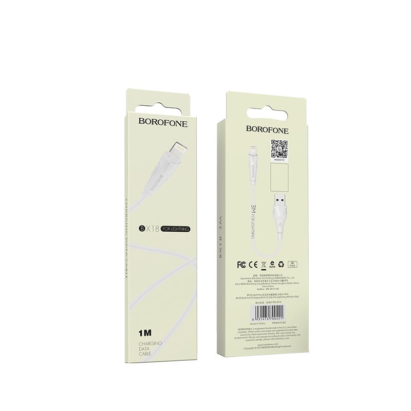 Borofone Cable BX18 Optimal – USB-Α to Lightning – 2A 1 μέτρο λευκό - Image 2