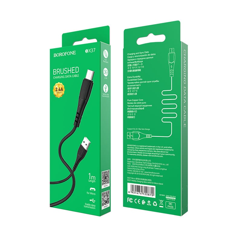Borofone Cable BX37 Wieldy – USB to Micro USB – 1 μέτρο μαύρο - Image 2