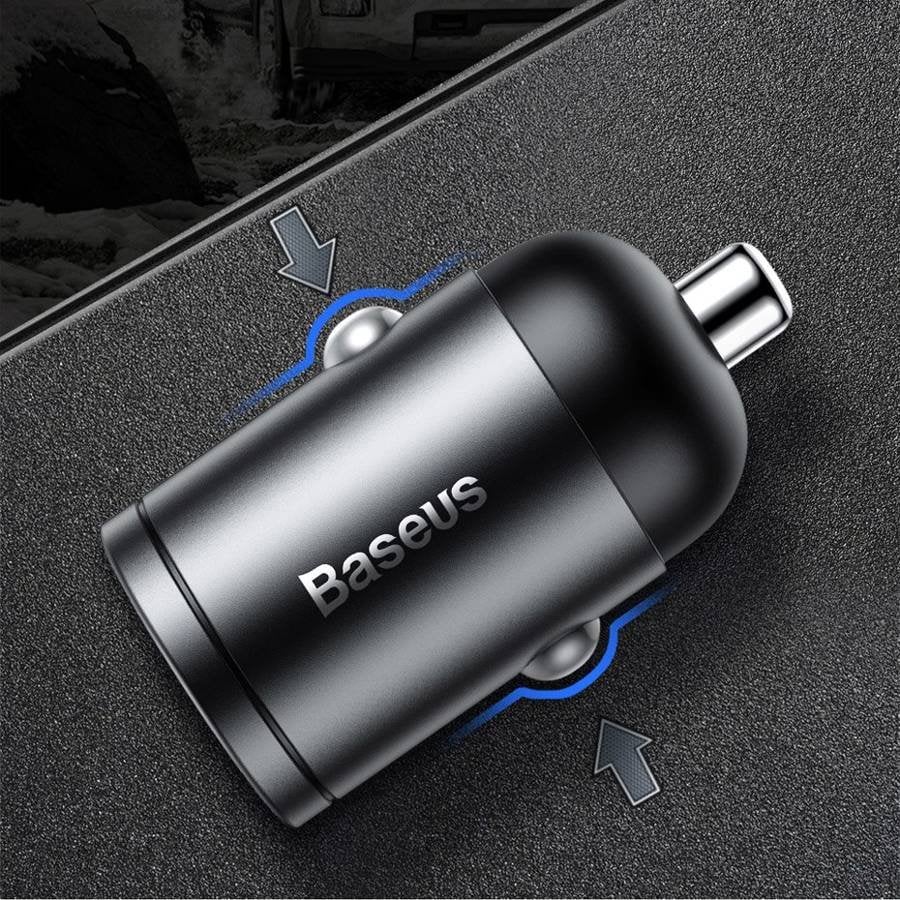 Baseus Mini Tiny Star 2x USB-C PD φορτιστής αυτοκινήτου 1x USB-C – USB-C θύρα 30W μαύρος - Image 8