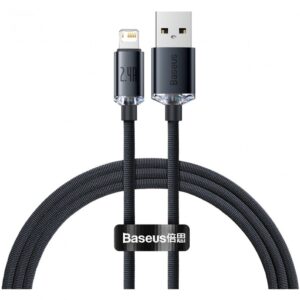 BASEUS Καλώδιο USB-A – Lightning, 1.2m, 2.4A, Crystal Shine, CAJY000001 μαύρο