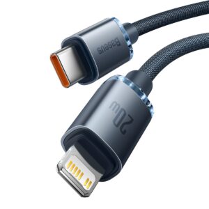 BASEUS Καλώδιο Type-C – Lightning, 2m, 20W, Crystal Shine, CAJY000301 μαύρο