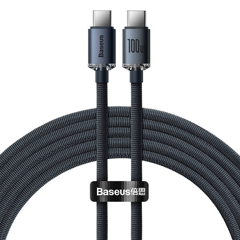 BASEUS Cable Type-C – Type-C, 2m, 100W, Crystal Shine (black) – CAJY000701