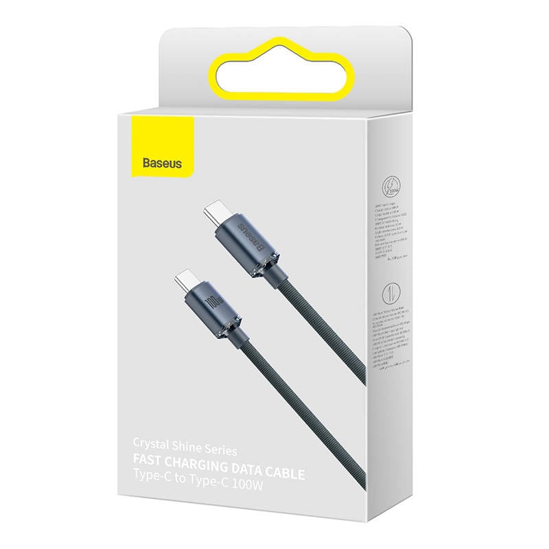 BASEUS Cable Type-C – Type-C, 2m, 100W, Crystal Shine (black) – CAJY000701 - Image 2