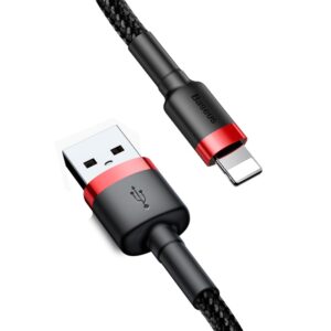 BASEUS Cable USB-A – Lightning, 1m, 2.4A, CAFULE (red + black) – CALKLF-B19