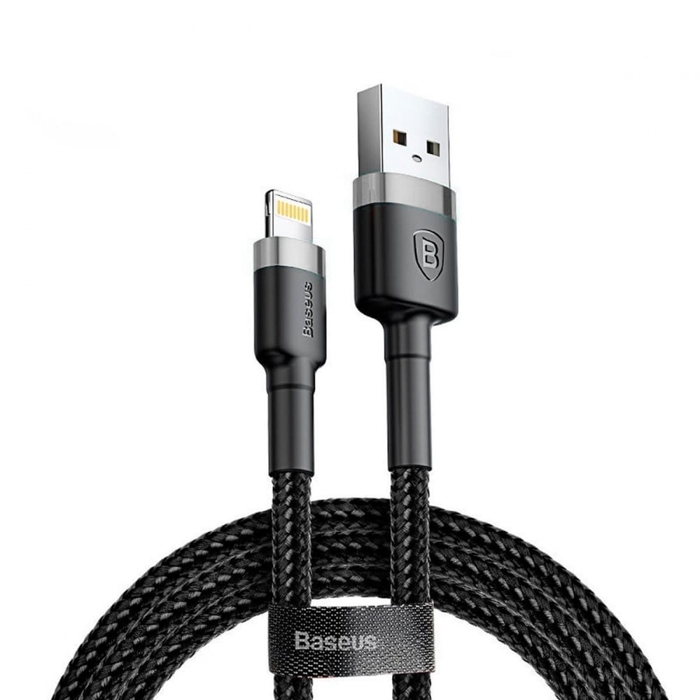 BASEUS Cable USB-A – Lightning, 1m, 2.4A, CAFULE (black + grey) – CALKLF-BG1