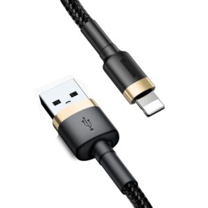 BASEUS Cable USB-A – Lightning, 1m, 2.4A, CAFULE (black + gold) – CALKLF-BV1