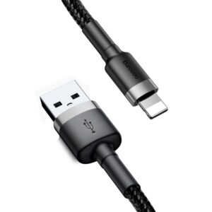 BASEUS Cable USB-A – Lightning, 2m, 1.5A, CAFULE (γκρι + μαύρο) – CALKLF-CG1