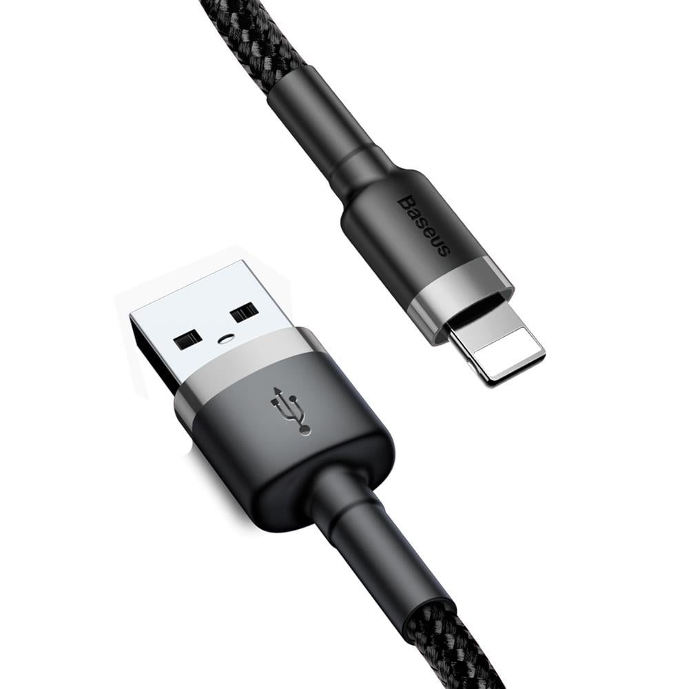 BASEUS Cable USB-A – Lightning, 2m, 1.5A, CAFULE (γκρι + μαύρο) – CALKLF-CG1