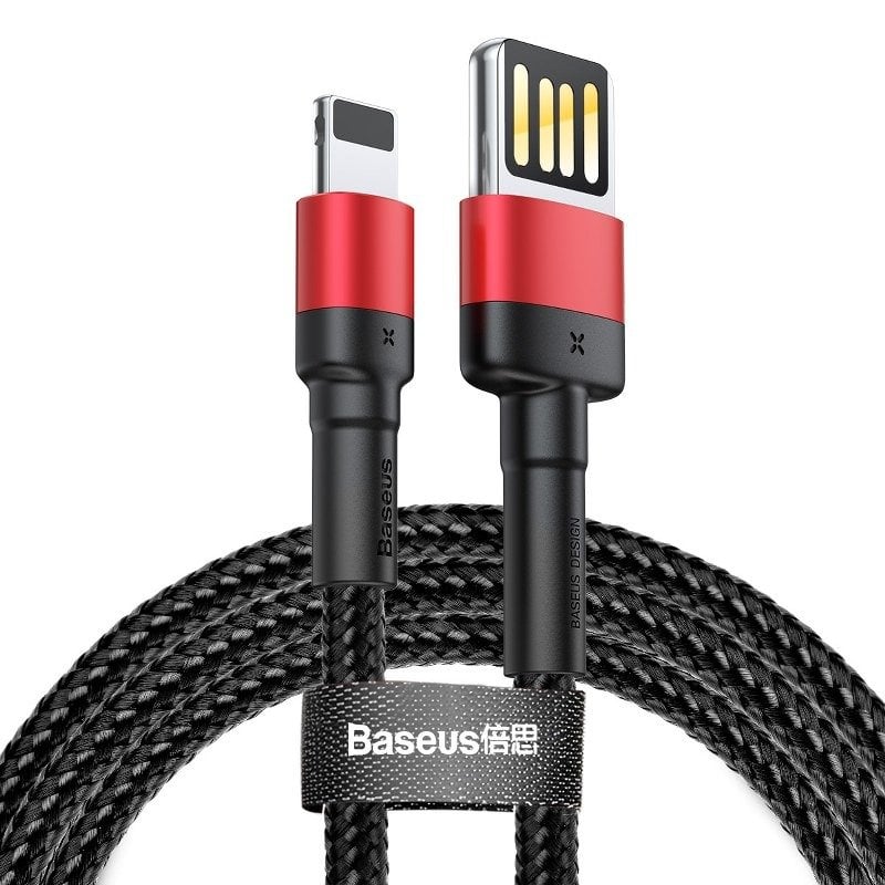 BASEUS Cable USB-A – Lightning, 1m, 2.4A, CAFULE, CALKLF-G91 black+red
