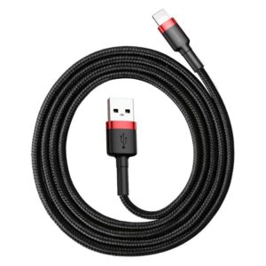 BASEUS Cable USB-A – Lightning, 3m, 2A, CAFULE (red + black) – CALKLF-R91