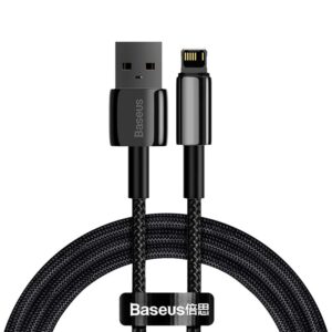 BASEUS Cable USB-A – Lightning, 2m, 2.4A, Tungsten Gold (black) – CALWJ-A01