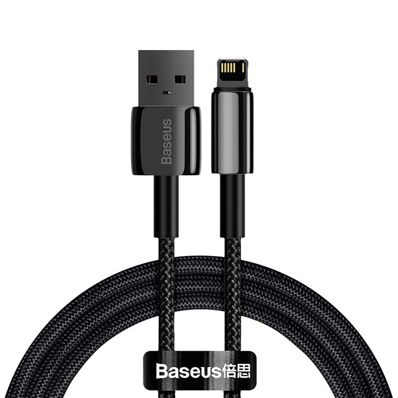 BASEUS Cable USB-A – Lightning, 2m, 2.4A, Tungsten Gold (black) – CALWJ-A01
