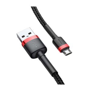 BASEUS Cable USB-A – Micro USB, 1m, 2.4A, CAFULE (black + red) – BAS-CAMKLF-B91
