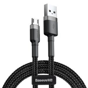 BASEUS Cable USB-A – Micro USB, 1m, 2.4A, CAFULE (gray + black) – CAMKLF-BG1