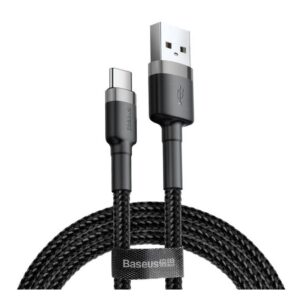 BASEUS Cable USB-A – Type-C, 2m, 2A, CAFULE (black + grey) – CATKLF-CG1