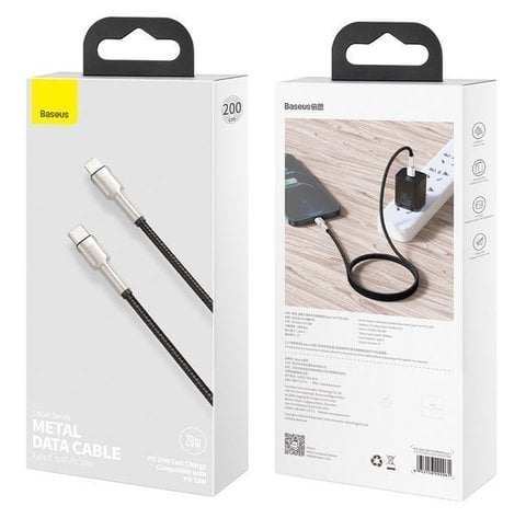 BASEUS Cable Type-C – Lightning, 1,5m, 20W, Cafule (black) – CATLJK-A01 - Image 2