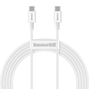 BASEUS Cable Type-C – Type-C, 2m, 100W, Superior S (white) – CATYS-C02