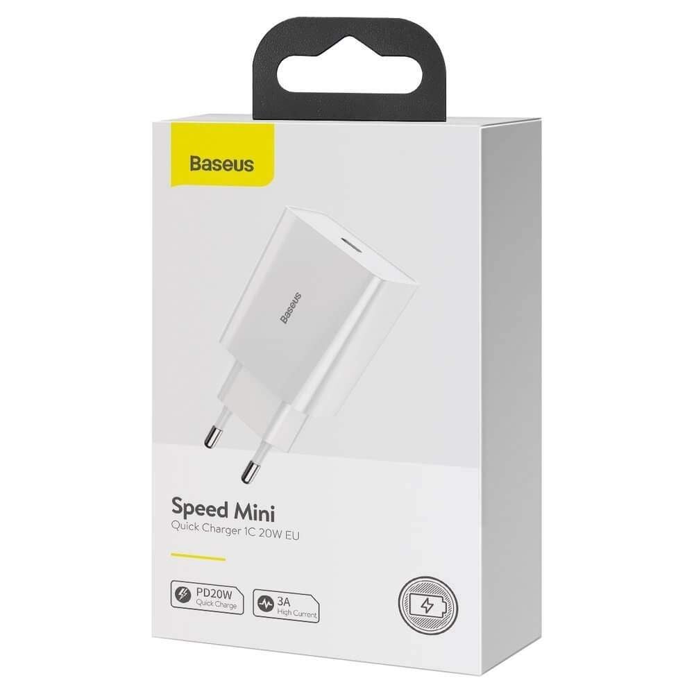 BASEUS 220V 20W, 1*USB-C, Speed Mini (λευκό) – CCFS-SN02 - Image 2