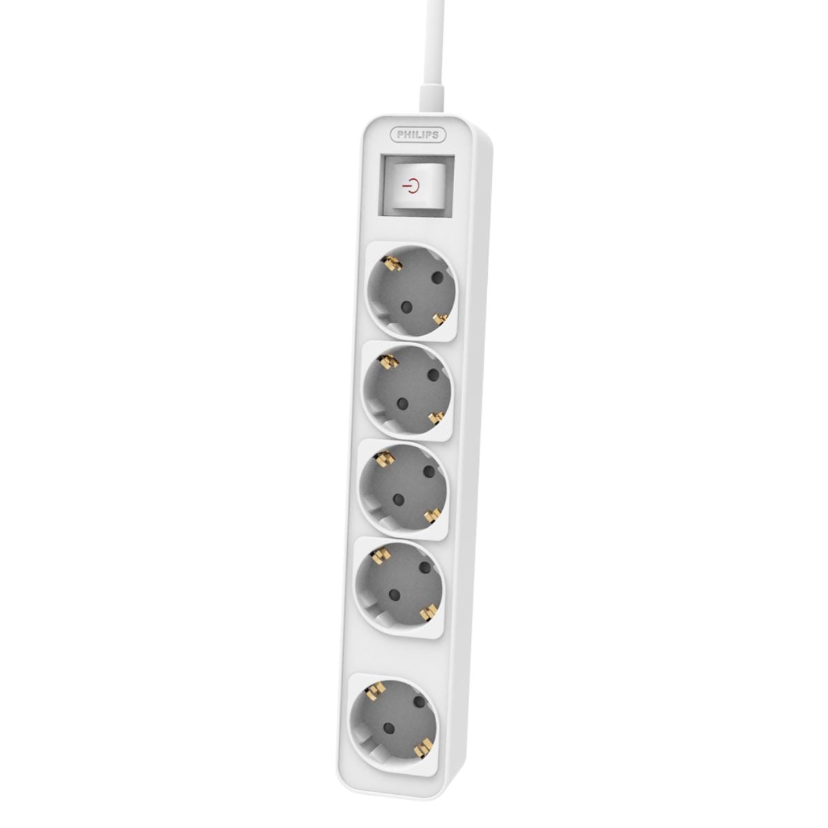 Philips CHP2154W/GRS Πολύπριζο 5 Θέσεων με Διακόπτη & Παιδική Προστασία, Καλώδιο 1,5 m (Άσπρο)