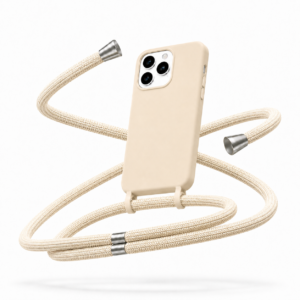 Θήκη Σιλικόνης με Κορδόνι για Apple iPhone 16 Pro Mobicase – Cream