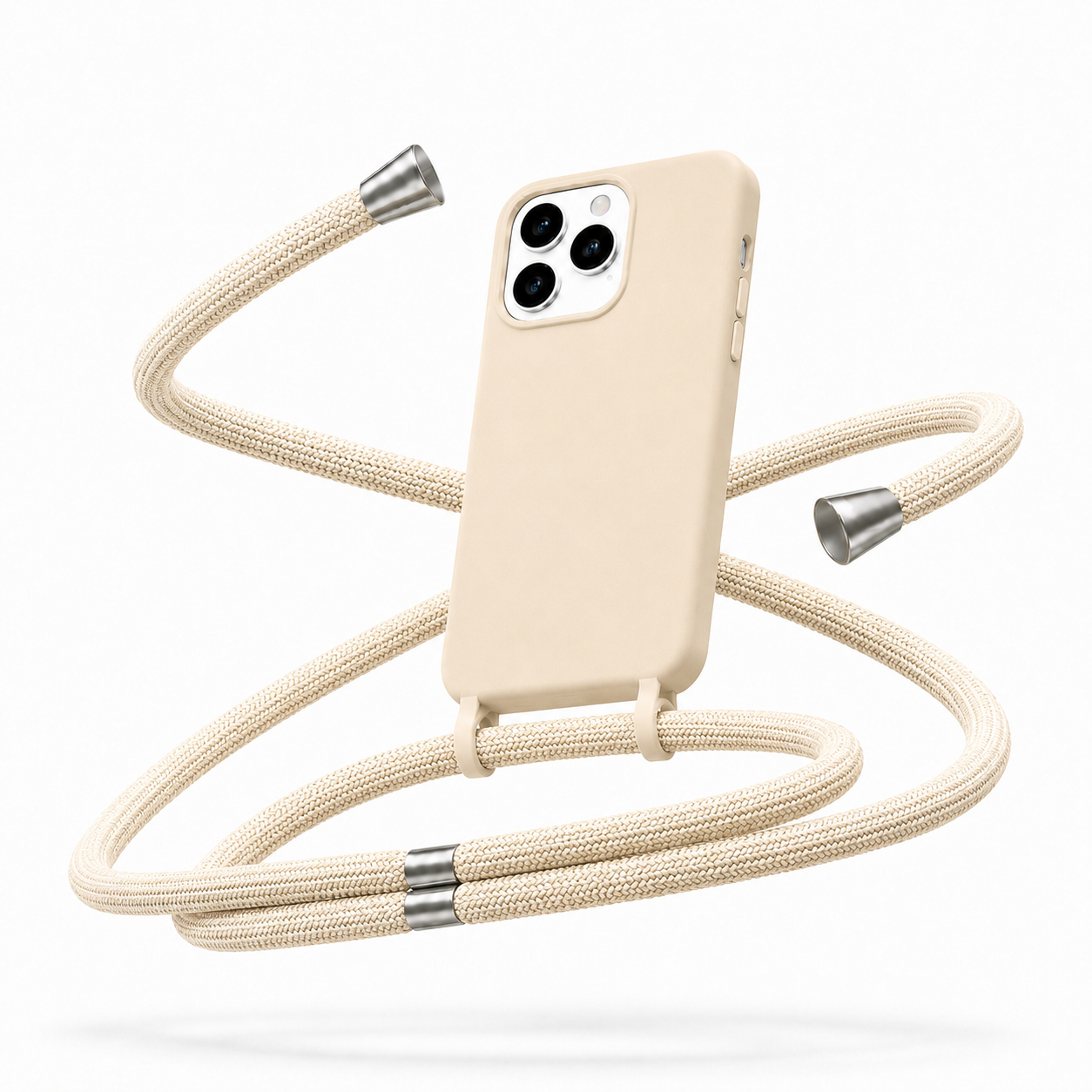 Θήκη Σιλικόνης με Κορδόνι για Apple iPhone 16 Pro Mobicase – Cream