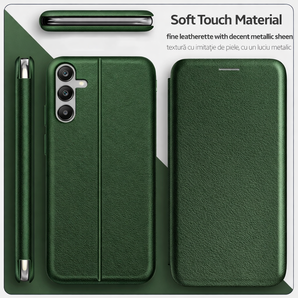Flip Book Case Xiaomi Redmi Note 11 Pro Internal Magnet Stand Function Eco-leather Texture Microfiber Silicone Interior 360° Dark Green - Image 4