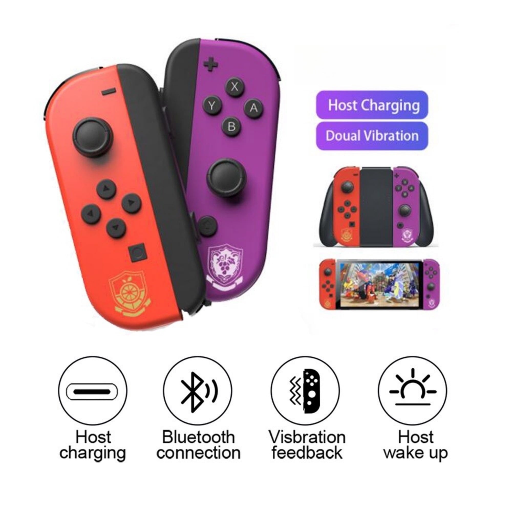 Ασύρματο Χειριστήριο Nintendo Switch Controller Joy-Pad LR Wireless Κόκκινο + Μωβ Pokemon Scarlet & Violet Special Edition - Image 3