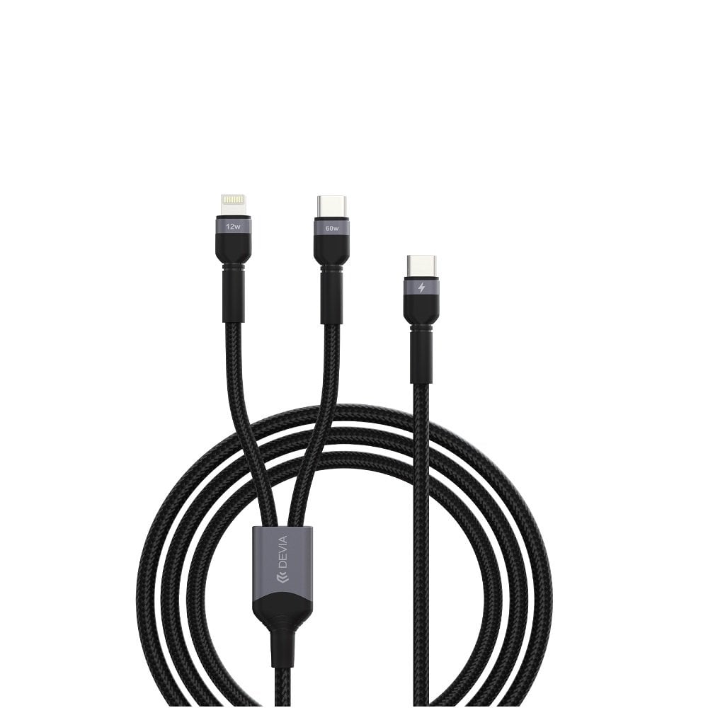 Devia 2in1 καλώδιο Extreme EC648 USB-C + USB-C – Lightning 1,2m 3A μαύρο