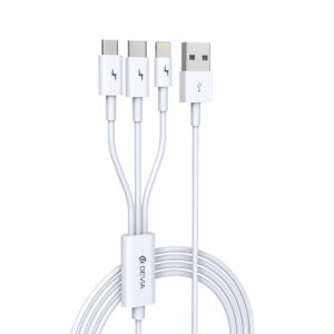 Devia καλώδιο 3in1 Smart EC141 USB-A σε Lightning + USB-C + MicroUSB 1,2m 2A λευκό