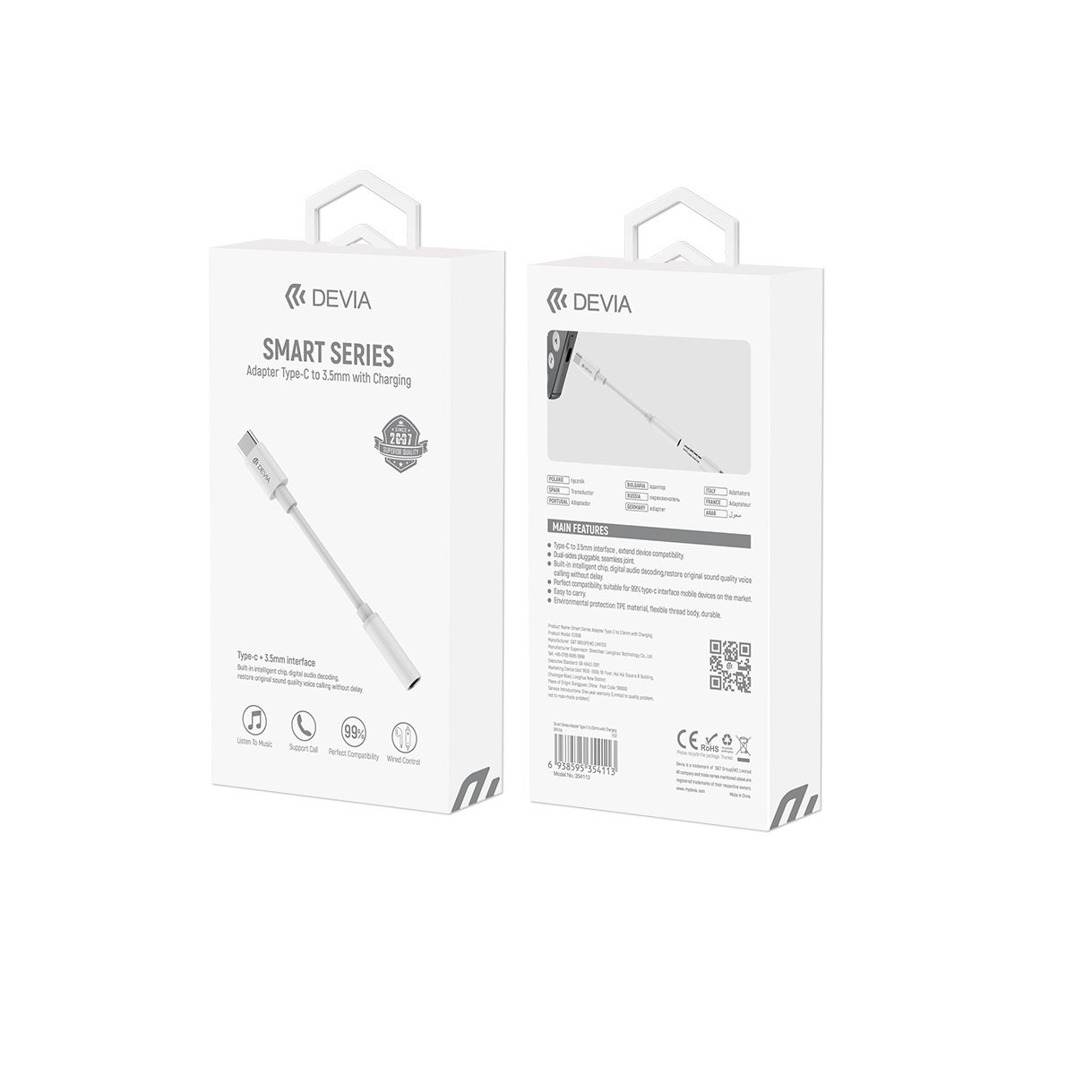 Devia adapter EC608 USB-C – jack 3,5mm λευκό - Image 13