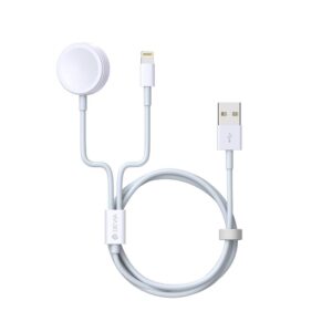 Devia καλώδιο 2in1 Smart EA199 USB – Lightning λευκό με επαγωγικό μαγνητικό φορτιστή για Apple Watch