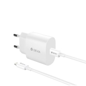 Devia φορτιστής τοίχου Rocket PD 20W 1x USB-C λευκός + καλώδιο USB-C σε Lightning