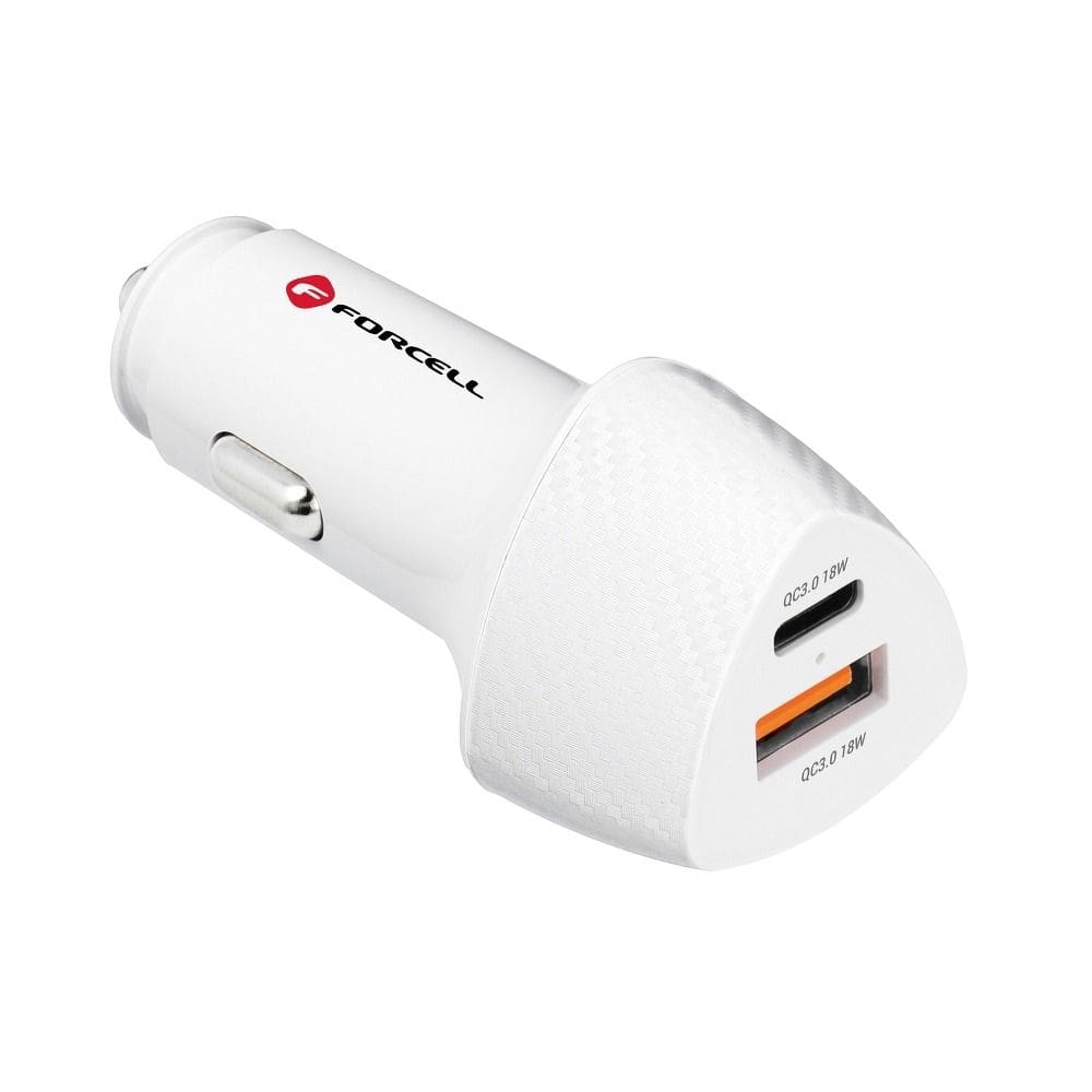 Φορτιστής Αυτοκινήτου Forcell F-Energy Carbon USB-C + USB-A QC3.0 PD 3A 38W CC50-1A1C Λευκό