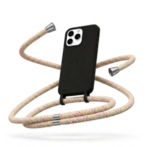 Θήκη Σιλικόνης με Πολύχρωμο Κορδόνι για Apple iPhone 7/8/SE Mobicase – Μαύρο