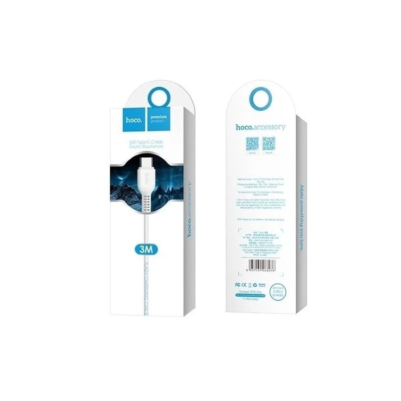 Hoco X20 καλώδιο USB A σε Type C 2,4A 3m λευκό - Image 2