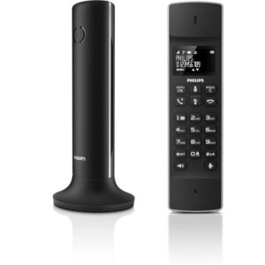 Philips M4501B/GRS Black (Ελληνικό Μενού) Ασύρματο Τηλέφωνο με Ανοιχτή Ακρόαση, Φωτιζόμενη Οθόνη & Πληκτρολόγιο, 50 Διπλές Μνήμες