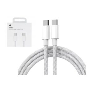 Apple Braided Woven USB 2.0 Cable USB-C male – USB-C 60W Λευκό 1m (MQKJ3ZM/A)