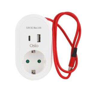 Osio OPS-3001 Λευκό Μονόπριζο με USB Type-C & USB Type-A