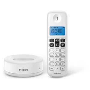 Philips D1611W/GRS Λευκό Ασύρματο Τηλέφωνο με Ανοιχτή Ακρόαση και Φωτιζόμενη Οθόνη